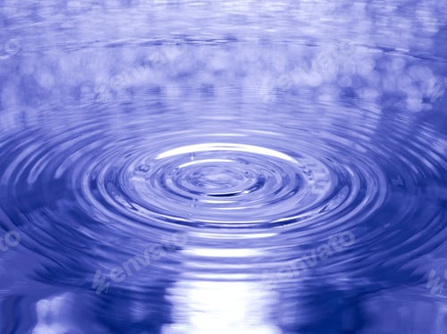 Preview: Close Up Water Droplet Affect The Surface, Forming Rings On The Surface And Making A Perfect