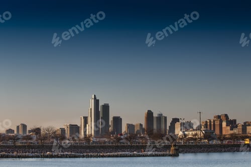 Preview: Horizontal Image Of Building In Chicago Illinois Over The Lake