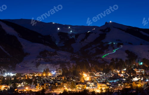 Preview: Night View Of The Ski Center And Its Mountain Village. Cerro Catedral, San Carlos De Bariloche