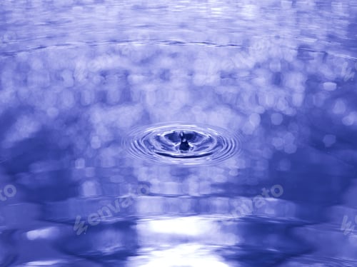 Preview: Close Up Water Droplet Affect The Surface, Forming Rings On The Surface And Making A Perfect