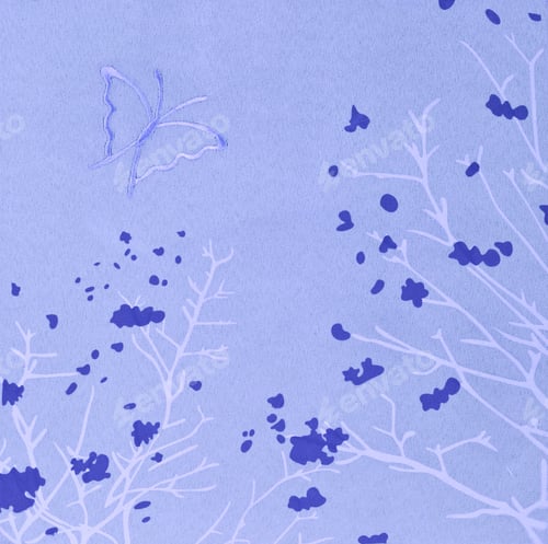 Preview: Image Of Blue Wallpaper With Butterfly And Flower