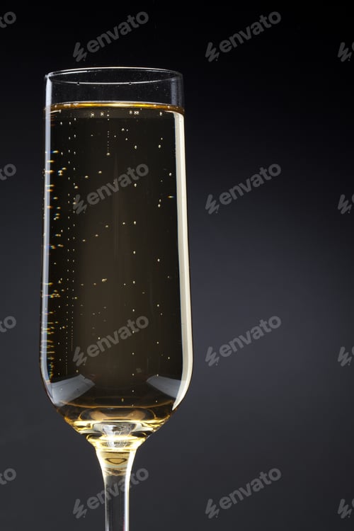 Preview: Champagne Glass Detail On Black Background