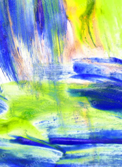 Preview: Vibrant Colorful Acrylic Abstract Painting With Thin Strokes And Splashes Of Paint