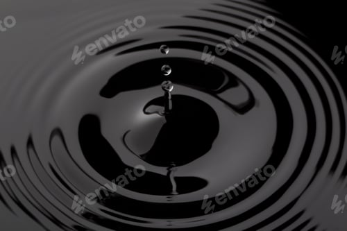 Preview: Close Up Water Droplet Affect The Surface, Forming Rings On The Surface And Making A Perfect