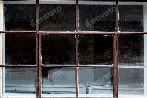 Preview: Industrial Factory Windows With Broken Dirty And Missing Glass