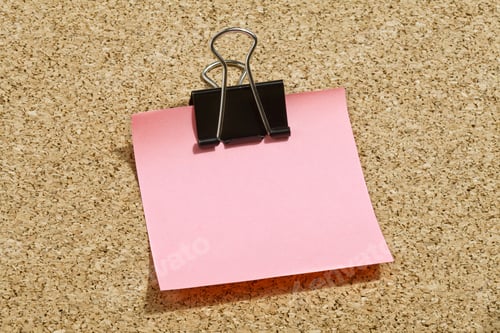 Preview: Post Sticky Note Pad With Paperclip Business Reminder Bulletin Message Background With Copy Space