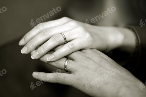 Preview: Just Married Couple Holding Hands With Wedding Rings