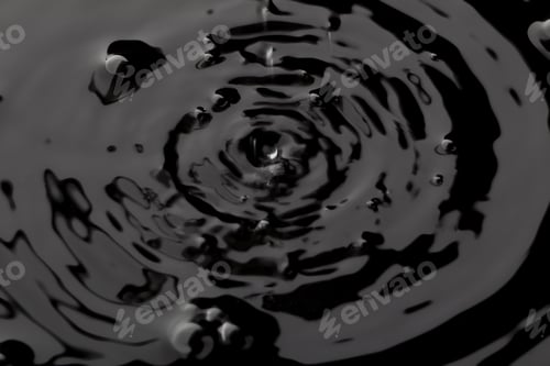 Preview: Close Up Water Droplet Affect The Surface, Forming Rings On The Surface And Making A Perfect