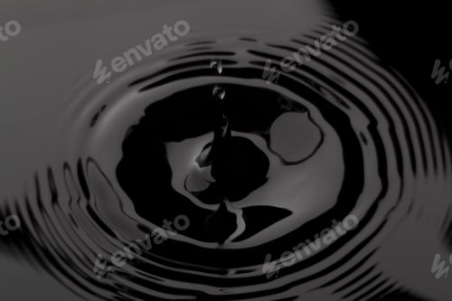 Preview: Close Up Water Droplet Affect The Surface, Forming Rings On The Surface And Making A Perfect