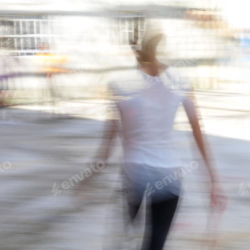 Preview: Blurred Motion View Of Person Walking On Street, Havana, Cuba