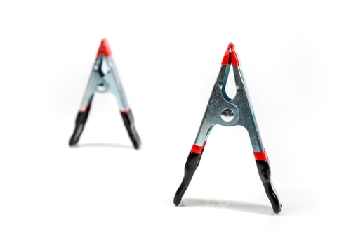 Preview: Two Red And Black Metal Rubber Clamps