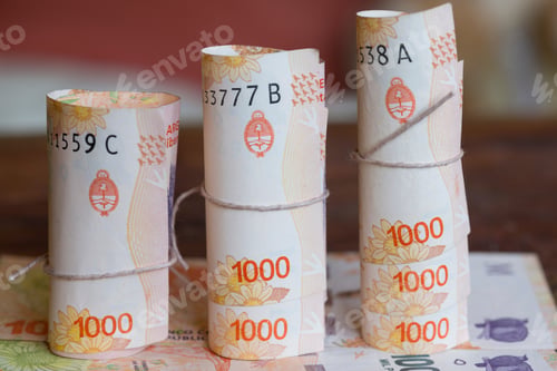 Preview: New Bills Of One Thousand Argentine Pesos, Currency Of The Argentine National Bank.