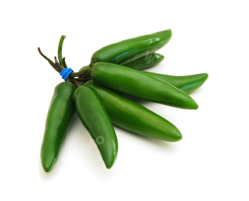 Preview: Bunch Of Fresh Green Chili Peppers On A White Background