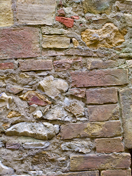 Preview: Complete Chaos In The Pattern Of This Section Of A Tuscan Italy Brick Wall.