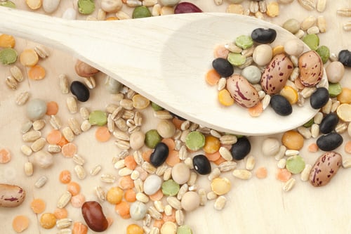 Preview: Macro Shot Of Variety Of Beans In Wooden Spoon.