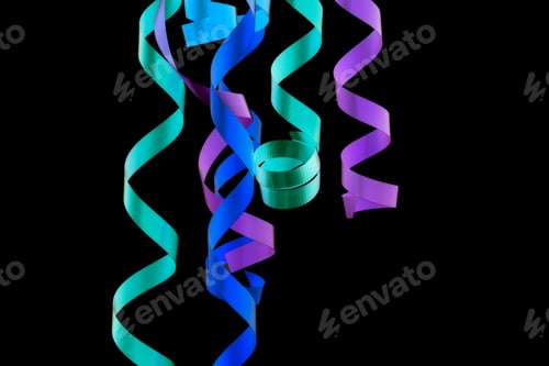 Preview: Celebration Black Background With Neon Ribbons
