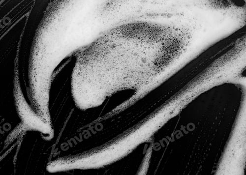 Preview: Soap Foam Shaving Cream Bubble Isolated On Black Background Top View Object Health Concept - Image