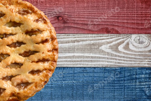 Preview: Fresh Baked Apple Pie On A Patriotic Background For 4Th Of July Or Memorial Day Projects