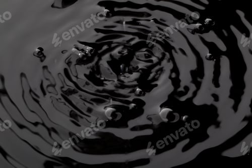 Preview: Close Up Water Droplet Affect The Surface, Forming Rings On The Surface And Making A Perfect