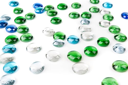 Preview: Pile Of Green Clear White Blue Glass Pebbles
