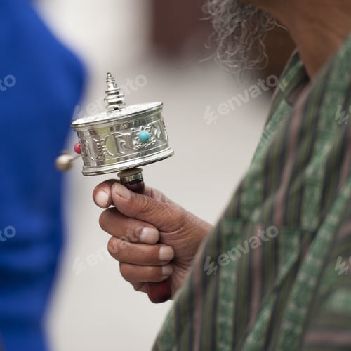 Preview: Buddhist Worshipper At The National Memorial Chortan In Bhutan, Asia