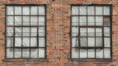 Preview: Industrial Factory Windows With Broken Dirty And Missing Glass