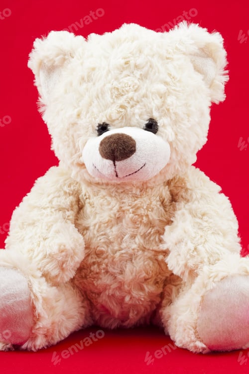 Preview: Teddy Bear Isolated On Red Background