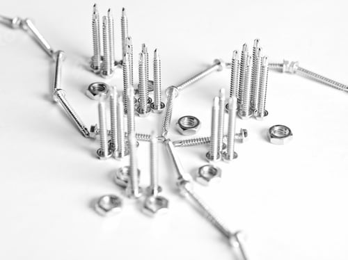 Preview: Screws And Bolts On White Background