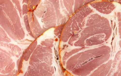 Preview: Group Of Several Slices Of Hot Capicola Luncheon Meat.