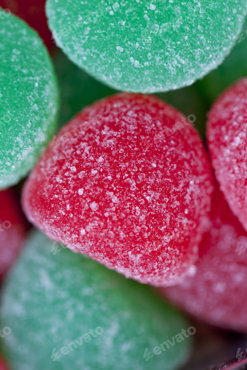 Preview: Detailed Shot Of Heap Of Red And Green Candies.