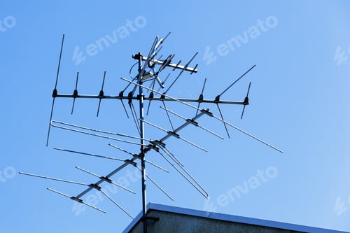 Preview: Yagi Array Aluminum Television Antenna On A Roof Top
