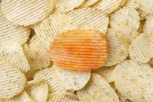 Preview: Close Up Image Of Heap Of Delicious Potato Chips With Sour Cream And Onion Flavor