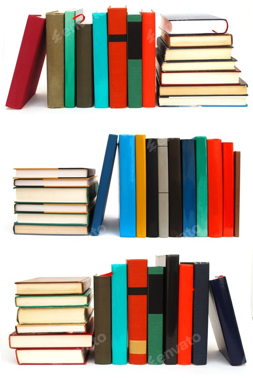 Preview: Collection Of Book Piles On White Table