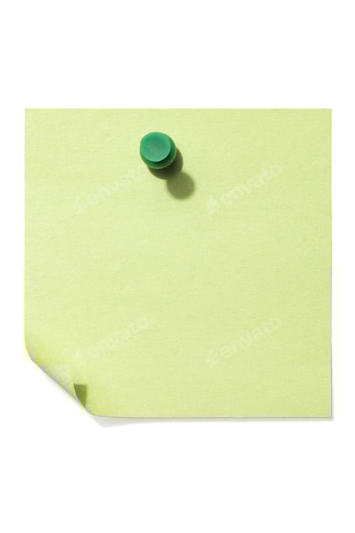 Preview: Image Of A Green Blank Note Paper With Pushpin Isolated On A White Background