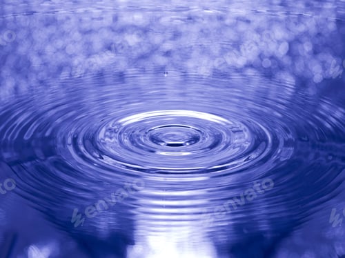 Preview: Close Up Water Droplet Affect The Surface, Forming Rings On The Surface And Making A Perfect