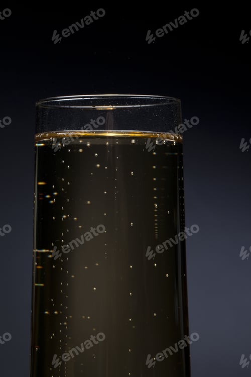 Preview: Champagne Glass Detail On Black Background