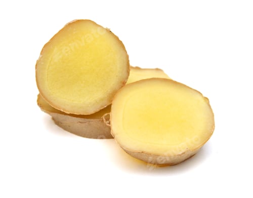 Preview: Fresh Ginger Root Or Rhizome Isolated On White Background Cutout