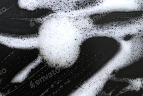 Preview: Soap Foam Shaving Cream Bubble Isolated On Black Background Top View Object Health Concept - Image