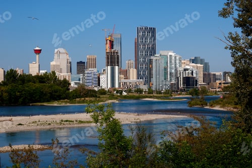 Preview: View Of Downtown Calgary Alberta Taken From 12Th St. Bridge On A Warm Summer Day.