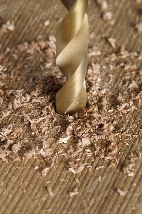 Preview: Twist Bit Drilling Hole In Wood