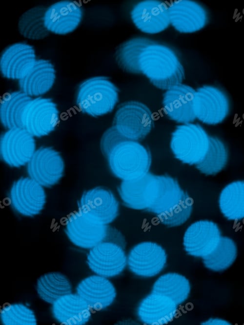Preview: Blue Abstract Circular Lights Blurred Bokeh Holiday Background Of Christmas Light
