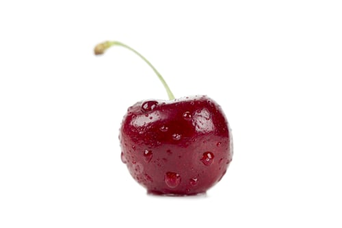 Preview: Closed Up Shot Of Fresh Cherry Isolated In A White Background