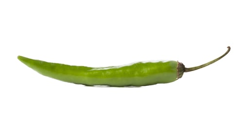 Preview: Close Up Image Of Green Chili Pepper Against White Background