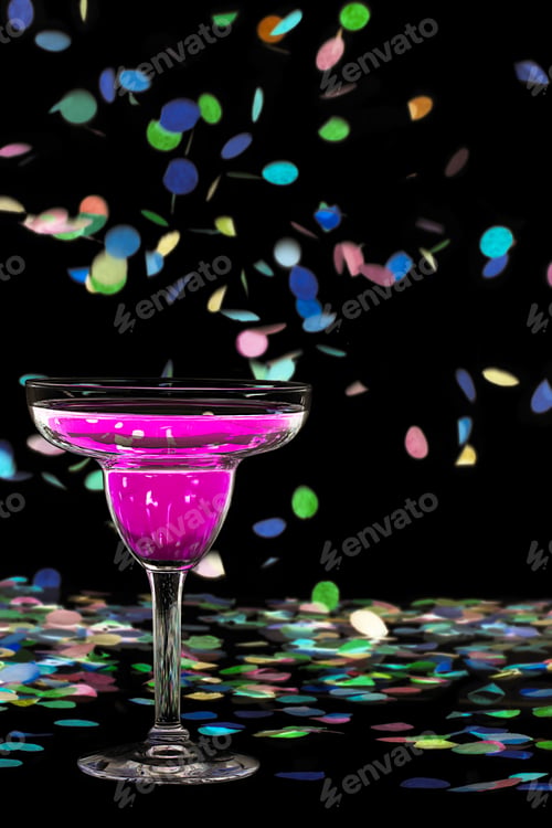 Preview: Confetti Background With Cocktail Drink