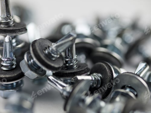 Preview: Sheet Metal Screws With Washers Industrial Background