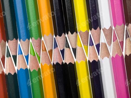 Preview: Close-Up Image Of Colorful Pencils Over The White Background