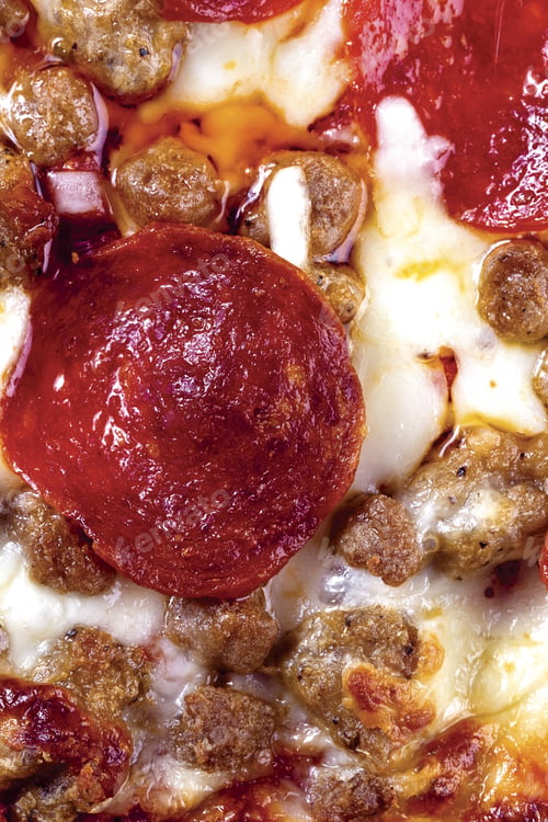 Preview: View Of A Pepperoni Pizza In A Macro Image.