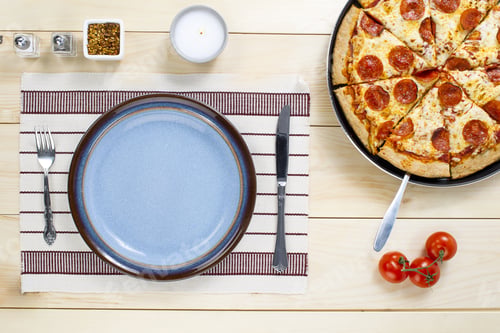 Preview: Homemade Pepperoni Pizza From Above