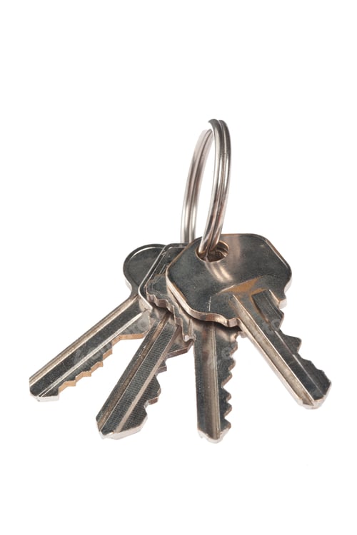 Preview: Ring Of Shiny House Keys Isolated On White Background