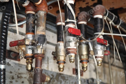 Preview: Old Rusty Pipes And Shut Off Valves In An Abandoned Factory